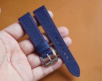 Marineblauwe epssom leren band - handgemaakte horlogeband