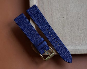Handgjort klockarmband i blått läder från Mill – Anpassningsbart klockarmband | Anpassade storlekar 18 mm–24 mm