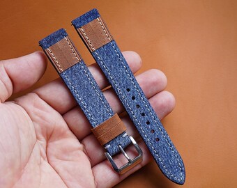 Handgjort marinblått jeansarmband – Anpassat vintage-armband