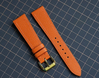 Orange klockarmband i Epsom-läder – Anpassningsbart handgjort klockarmband