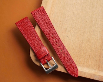 Handgefertigtes Uhrenarmband aus schwarzem Saffianleder – individuell gestaltbar