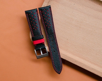 Handmade Epsom Leather Watch Strap – Custom Sizes:16mm-24mm.