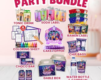 Etichette Kpop Demon Hunters, pacchetto festa Kpop, set stampabile Demon Hunters, pacchetto compleanno Kpop Huntrix e Saja Boys, bomboniere Kpop Canva