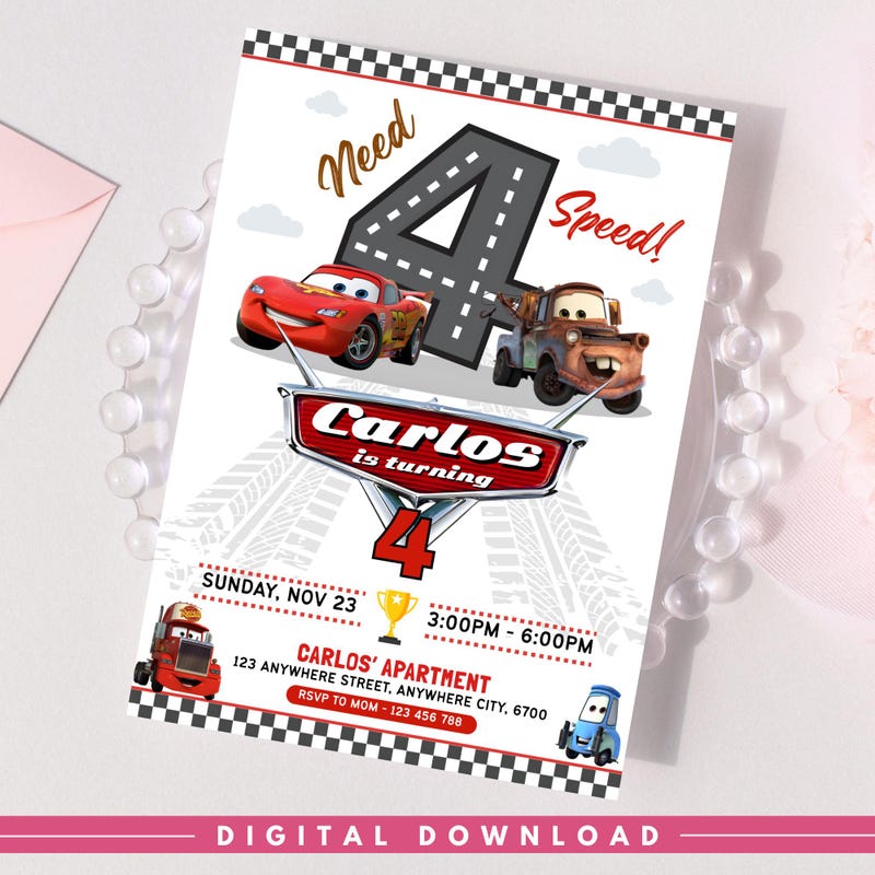 Invitation rayo mcqueen - Etsy México