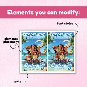 Etiqueta para Sacola de Lembrancinhas da Festa Moana, Etiqueta para Sacola de Lembrancinhas de Aniversário Moana 2 Oceano, Etiqueta Editável para Sacola de Lembrancinhas da Festa Moana, Decoração para Festa de Aniversário Tropical, Canva imagem 5