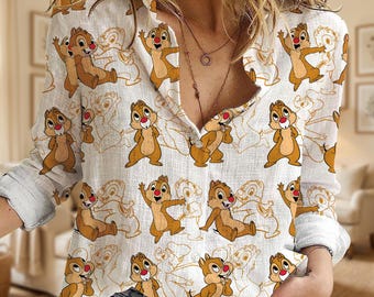 Button-down shirt met Disney Dale-patroon, Double Trouble Line-blouse, Chip 'n Dale-kleding