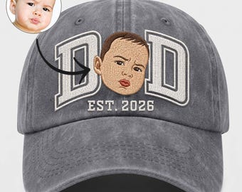 Benutzerdefinierte Foto Dad Kappe mit Baby Gesicht, neue Dad 2026 gestickte Hut, erste Mal Papa Geschenk, Vatertag