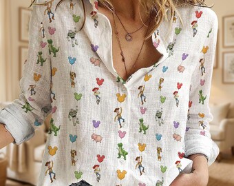 Kleurrijk Disney Toy Story-shirt met ballonknop, Woody Buzz Lightyear Jessie Rex Apparel Disney Trip T-shirt