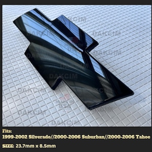 All Black Front Grille Badge Emblem Chevy Silverado 99-02 Suburban 00-06 Tahoe 00-06 Personalized Your Vehicle