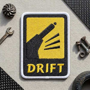 Racing Style Drift Handbrake Embroidered Patch, JDM Inspired Drift Design Embroidery Patch, Aesthetic Racing Accessory for Hats, Hoodies
