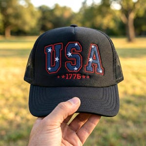 USA 1776 Embroidered Hat, Patriotic July 4th Baseball Cap, Vintage Style American Pride Hat, American Heritage Hat, Gift for Veteran image 4