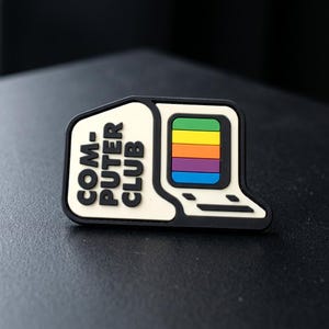 Vintage Retro Computer PVC Patch, Rainbow Tech PC Morale Patch, Rubber Tactical Patch for Backpack Jacket, Geek Programmer Gift