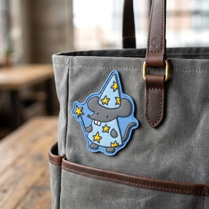 Cute Mouse Wizard PVC Patch, Magical Sorcerer Mouse Rubber Patch, Cute Animal Morale Patch for Bag Jacket, Magic Lover Gift, Kawaii Patch