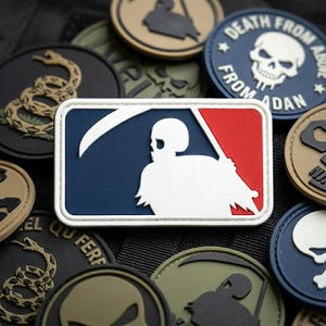 Grim Reaper PVC Patch Hook and Loop, Skeleton Tactical Badge for Backpacks, Morale Patch Rubber, Gothic Gear Accessory, Ghost Patch