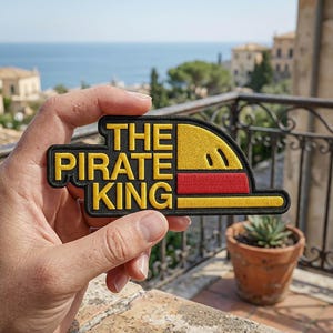 The Pirate King Embroidered Patch, Anime Inspired Iron On Badge, Nautical Pirate King Patch, Manga Style Jacket Decor,Iron On Patch for Hats