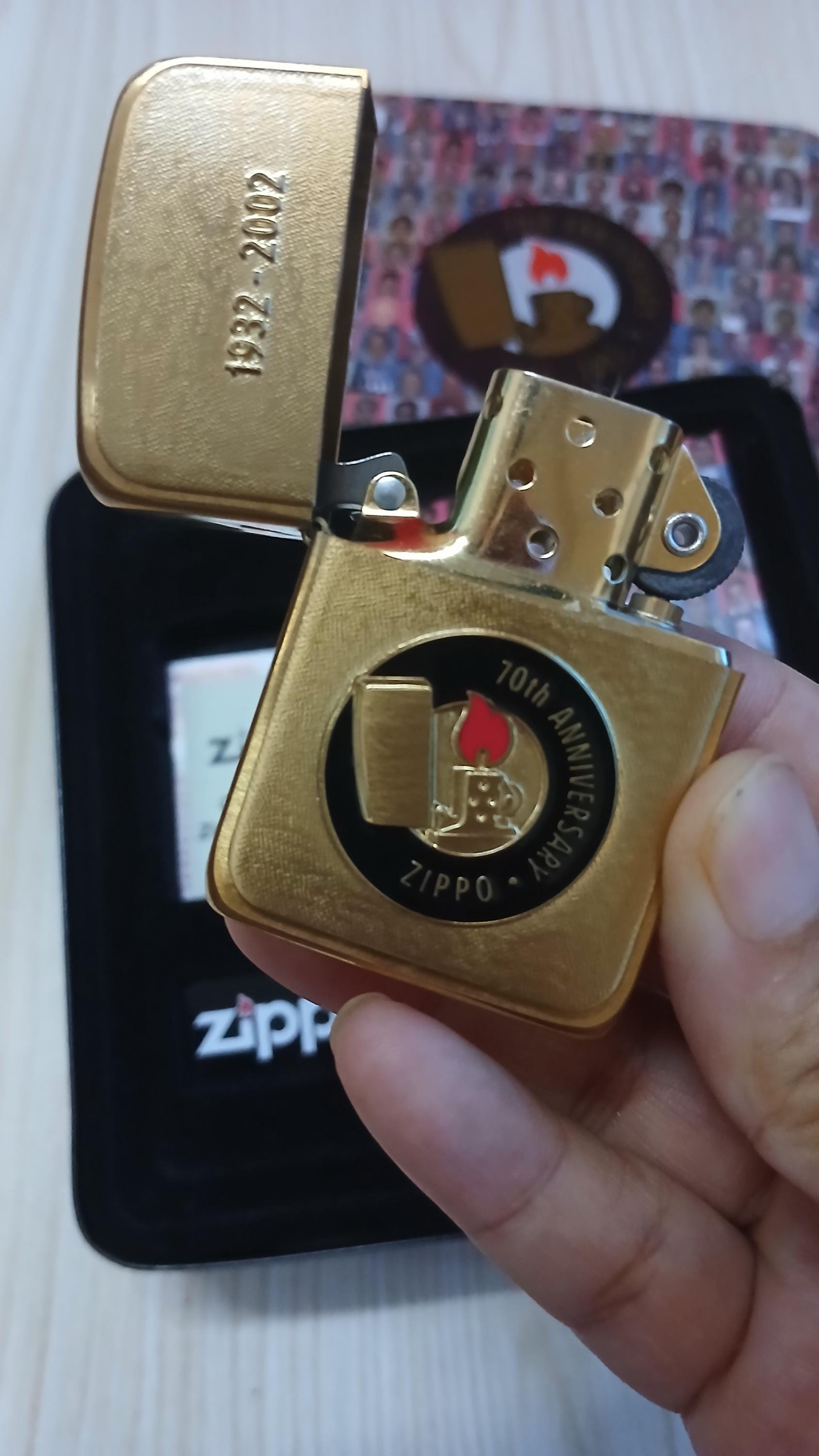 Zippo Nice 70th Anniversary Brass 1932-2002 Unused With Original