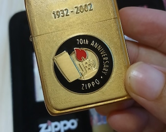 Zippo Nice 70th Anniversary Brass 1932-2002 Unused With Original