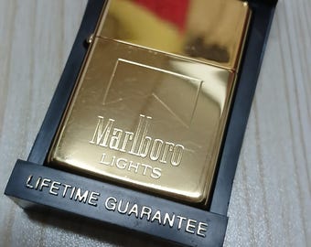 ✨激レア・未使用✨Marl boro zippo 1990年代 Zippo Lights Brass Unused With Box 1990 - Etsy