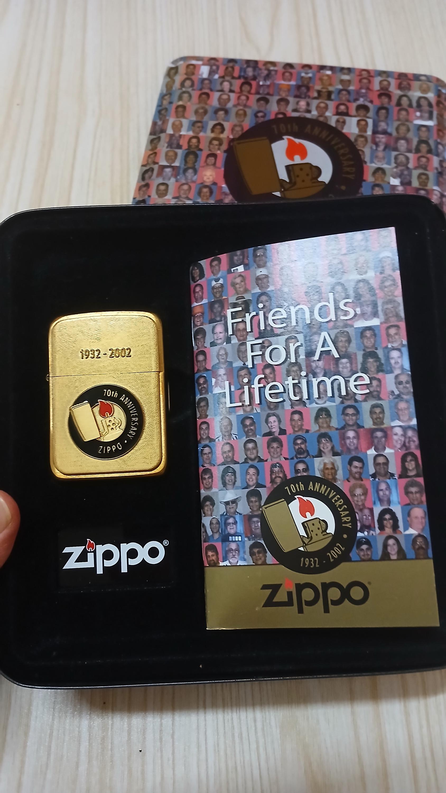 Zippo Nice 70th Anniversary Brass 1932-2002 Unused With Original