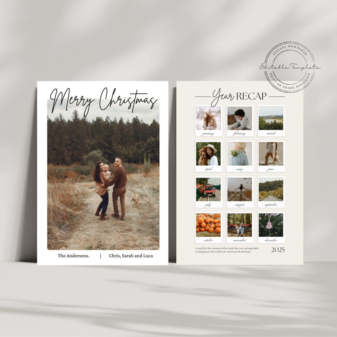 Editable Christmas Card Template | Modern Family Holiday Photo Card ...