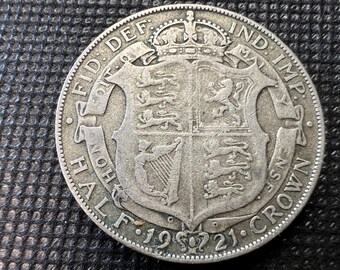 1921 Britse zilveren halve kroonmunt – King George V – Kavel F285