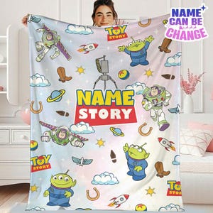 Personalized Toy Story Blanket, Custom Name Disneyland Toy Story Blanket, Custom Name Disneyland Blanket, Blanket Birthday Boy Girl Gift afbeelding 1