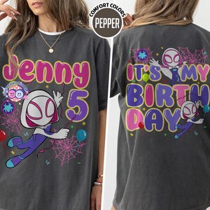 Personalized Ghost Spidey Birthday Girl Shirt: Spidey and Friends Theme Party, Family Matching Tee, Adult, Youth, Kids Unisex Shirts image 2