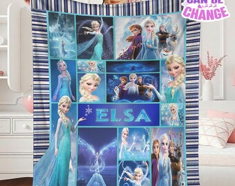 Custom Name Frozen Elsa Queen Fleece Blanket, Elsa Blanket, Frozen Blanket, Frozen Movie Blanket, Personalized Elsa Blanket, Christmas Gift