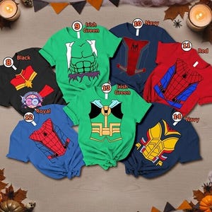 Chemise costume d'Halloween Avengers, chemise de l'équipe Avengers, costume Spider Man Iron Man Captain America, costume de super-héros, chemise de costume familial image 4