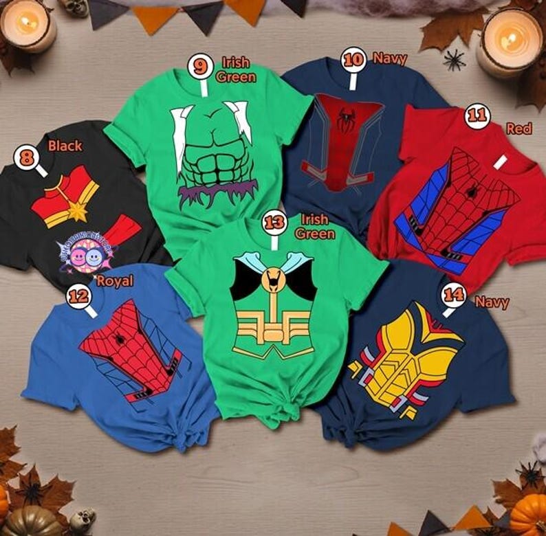 Chemise costume d'Halloween Avengers, chemise de l'équipe Avengers, costume Spider Man Iron Man Captain America, costume de super-héros, chemise de costume familial image 4