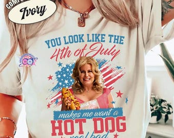 Camiseta Comfort Colors con diseño del 4 de julio, que me hace desear un perrito caliente, camiseta del Día de la Independencia, camiseta divertida para regalar en el 4 de julio.