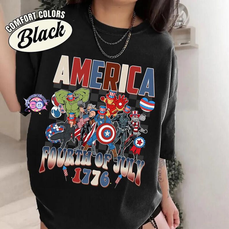 Camiseta de los Vengadores para el 4 de julio, Camiseta de Disneyland para el 4 de julio, Camiseta patriótica de Iron Man y Spiderman, Camiseta del Día de la Independencia, Camiseta del Día de los Caídos imagen 1