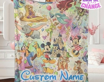 Personalized Disneyland Characters Blanket, Mickey And Friends Blanket, Disneyland Castle, DisneyPrincess Blanket, Magic Kingdom Blanket