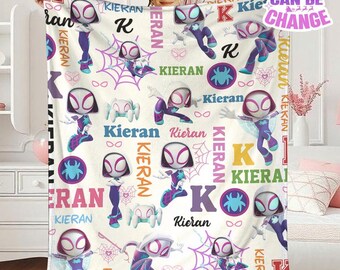Personalized Spidey And His Amazing Friends Blanket, Spidey Friends Fleece Blanket, Spiderman Superhero Blanket, Custom Spidey Birthday Gift