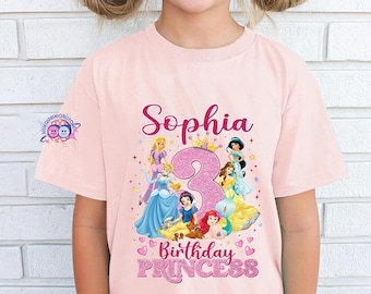 Camiseta personalizada de Disneyland para cumpleaños de princesas, colores cómodos, niña cumpleañera de Disneyland, camiseta de viaje de princesas, Reino Mágico