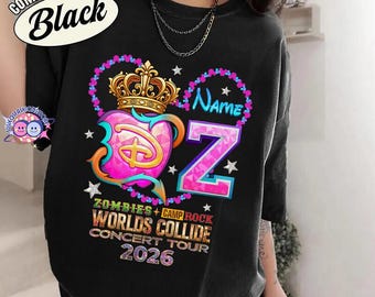 Camiseta personalizada de la gira de conciertos Zombie Camp Rock Worlds Collide 2026, Disneyland Descendants Zombies Camp Rock, camiseta de Malachi Barton 2026