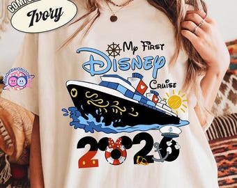 Camiseta "Mi primer crucero a Disneyland 2026", Camiseta de Disneyland Cruise Line, Camiseta familiar de la tripulación del crucero de Disneyland, Camiseta para vacaciones familiares