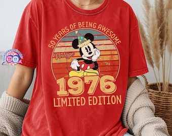 Sudadera vintage de Mickey de edición limitada de 1976, sudadera de 50.º cumpleaños, camiseta del 50.º aniversario de Disneyland 2026, camiseta de cumpleaños de Mickey