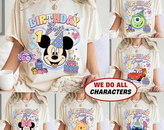 Camiseta personalizada con todos los personajes de Disneyland para cumpleaños, camiseta de Mickey y sus amigos para niño, regalo familiar de cumpleaños, ¡el mejor cumpleaños de la historia!