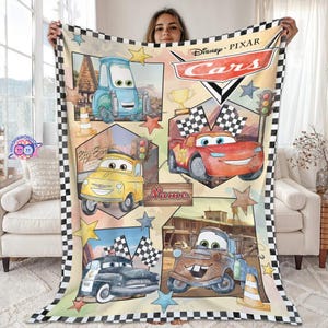 Personalized Disneyland Pixar Cars Blanket, Lightning Mcqueen Throw, Custom Kids Bedding, Gift for Boys, Nursery Decor, Mater Baby Blanket image 1