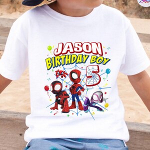 Custom Spidey Birthday Shirt, Spidey and His Amazing Friends Birthday Shirt, Spidey T-shirt, Toddler Birthday Tee, Superhero Birthday Shirt image 5