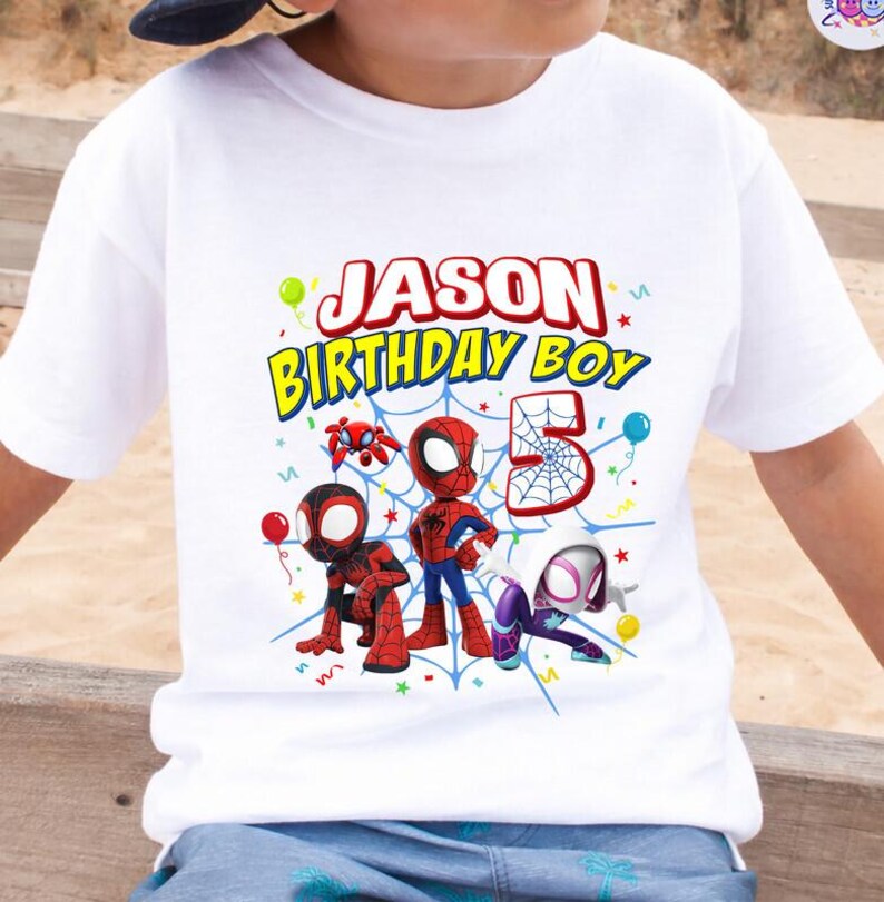 Custom Spidey Birthday Shirt, Spidey and His Amazing Friends Birthday Shirt, Spidey T-shirt, Toddler Birthday Tee, Superhero Birthday Shirt image 5