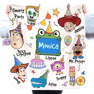 Personalized Toy Story 5 Fleece Blanket, Toy Story Characters Blanket, Woody Buzz Jessie, To Infinity And Beyond, Disneyland Blanket image 2