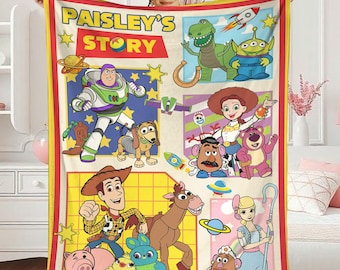 Personalized Disneyland Pixar Toy Story Blanket, Custom Name Baby Girl Boy Blanket, Toy Story Birthday Gift, Birthday Boy, Birthday Girl