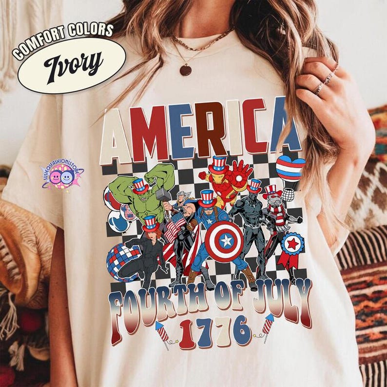 Camiseta de los Vengadores para el 4 de julio, Camiseta de Disneyland para el 4 de julio, Camiseta patriótica de Iron Man y Spiderman, Camiseta del Día de la Independencia, Camiseta del Día de los Caídos imagen 3