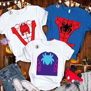 Spidey and His Amazing Friends Costume Halloween Shirt, Superhero Spider Man Costume Shirt, Miles Morales Ghost Spider Tee, Halloween Party image 1