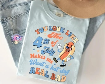 Vous ressemblez au 4 juillet, chemise drôle du 4 juillet, chemise pour amateur de hot-dogs, chemise vraiment mauvaise pour hot-dog, t-shirt fête de l'indépendance
