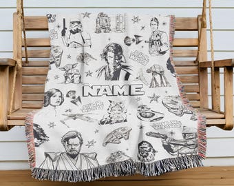 Personalized Starwars Woven Blanket, Darth Vader Woven Blanket, Galaxy's Edge Starwars Blanket, Disneyland Christmas Decor Birthday Gifts