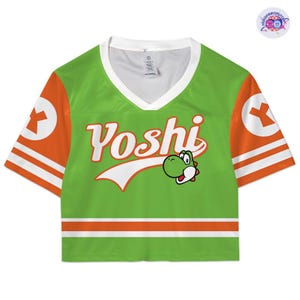 Custom Super Mario Yoshi Croptop Football Jersey, Epic Universe Football Jersey, Super Mario Shirt, Disneyland Mario Group Shirt image 3