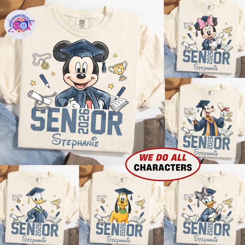 Personalized Mickey & Friends Senior 2026 Shirt, Senior Trip Disneyland Graduation 2026 Tee, Graduation Shirt, Disneyland Grad Squad Tee image 1
